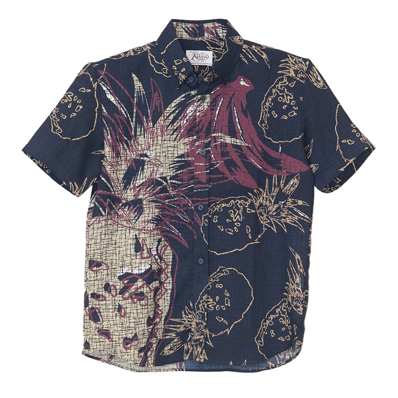 スズムシパイナップル 送料無料】パイナップルシルエット柄 イフミック かりゆしウェア