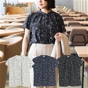 【送料無料】前開きフレンチスリーブブラウス かりゆしウェアF-SAN02