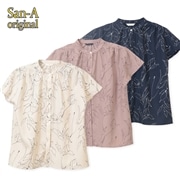 【送料無料】袖フリル前開きブラウス F-SAN06
