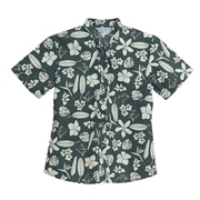 【送料無料】形態安定 ハンドペイントプランツ柄 かりゆしウェアP1025-18L L