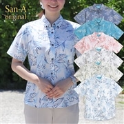 【送料無料】テッポウユリ 柄 かりゆしウェアP-SARN1101 L
