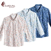 【送料無料】リラクシングフラワー（７分袖）柄かりゆしウェア FEL21017S L