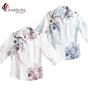 【送料無料】水華（７分袖）柄かりゆしウェア FEL24067S L