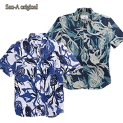 【送料無料】アダンフルーツ柄 サッカー生地 かりゆしウェアP1025-10