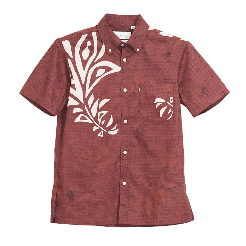 【送料無料】デイゴシルエット柄かりゆしウェアP-FSM53013S