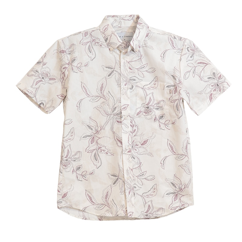 【送料無料】形態安定 刺繍フラワー柄 かりゆしウェアP1025-19