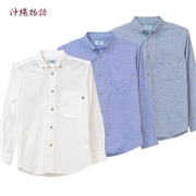 【送料無料】七宝紋様柄 長袖 かりゆしウェアOKJ1931