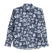 【送料無料】形態安定 ハンドペイントプランツ柄 かりゆしウェアP1025-31