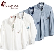 【送料無料】フォレストサーファービズ Ｌ／Ｓ かりゆしウェア GEM28019S