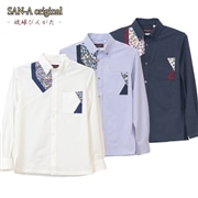 【送料無料】琉球びんがた－壱 長袖 伝統工芸かりゆしウェアP-FTB01019S