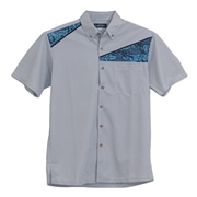 【送料無料】	紅型平行デザイン柄 かりゆしウェア P-AK23006