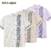 【送料無料】ヤンバルクイナ柄 バンドカラー かりゆしウェアP-SAEM1827S