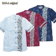 【送料無料】ヤンバルクイナ柄 バンドカラー かりゆしウェアP-SAEM1827S