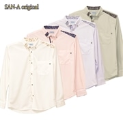 【送料無料】	肩切り替え入り 長袖 かりゆしウェアP-SAT1907