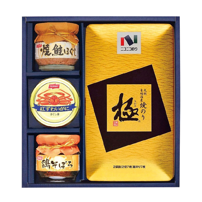 □【 9084 】◇ ニコニコのり 海苔カニ缶瓶詰ギフト