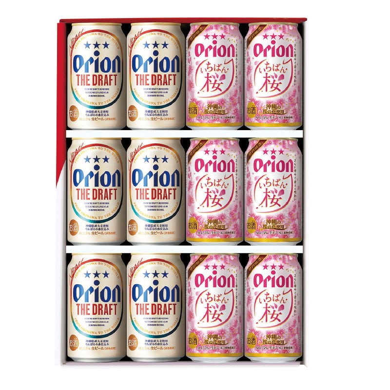 □【 9234 】◇ オリオンビール ザ・ドラフト＆いちばん桜詰合せセット【お届け先が沖縄県内】 350ｍｌ×12